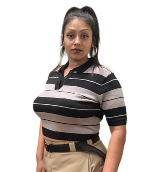 California Lowrider Rider Charlie Brown Crop Top- Black/Grey - Chicano Spot